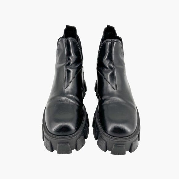 Prada Monolith Chelsea Ankle Boots Size 41 US 11 Black Leather Lug Sole Combat - Picture 2 of 15